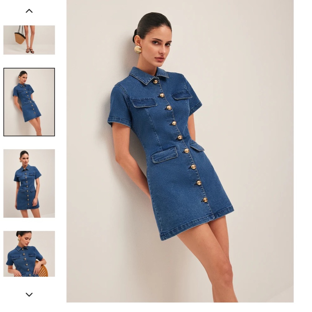 Commense cute gold button denim dress New without tag